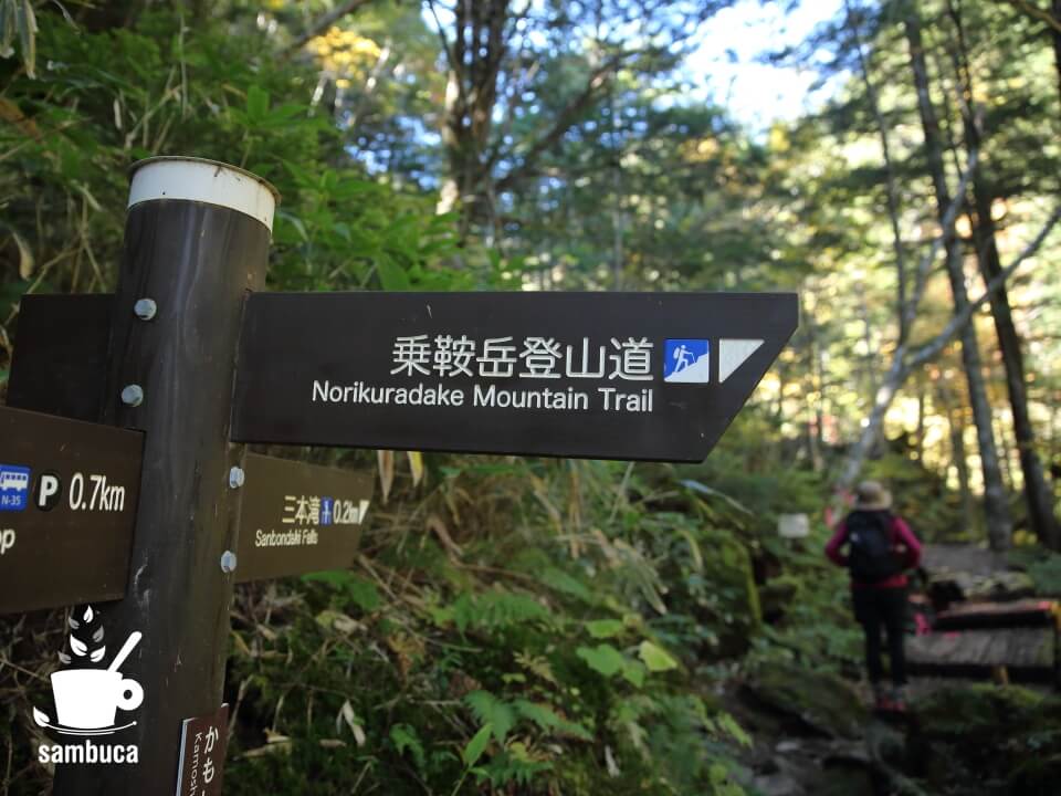 「乗鞍岳登山道」への分岐